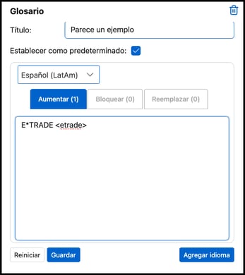 (es) Etrade example