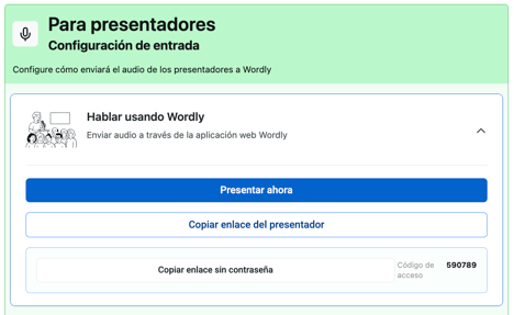 (es) green presenter panel