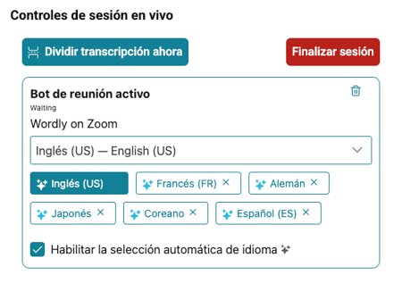 (es) live session controls