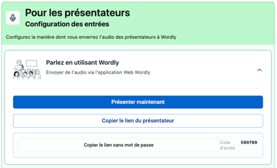 (fr) green presenter panel