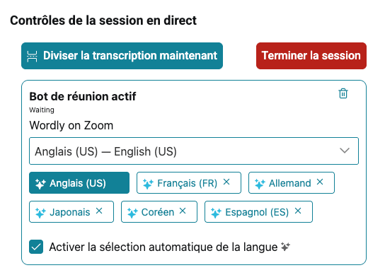 (fr) live session controls