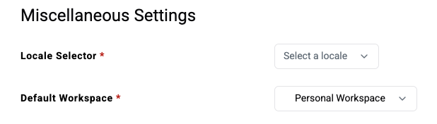 Default Workspace settings
