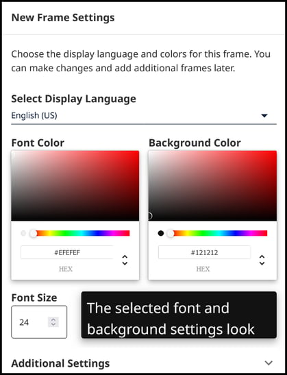 New Frame Settings