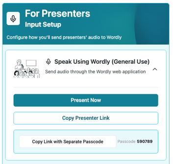 Speak Using Wordly panel