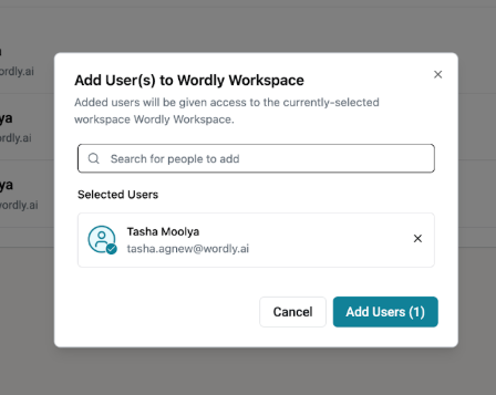 add user(s) to wordly workspace