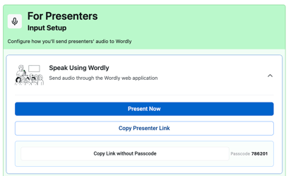green presenter panel