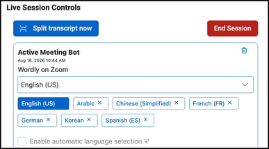 meeting bot language picker