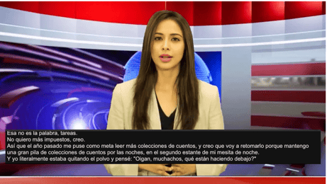 overlaid screen with bottom text