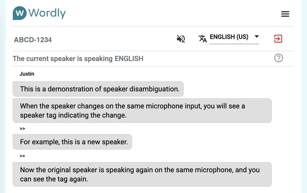 Example of speaker disambiguation
