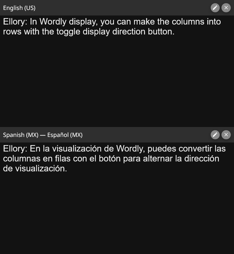 Display Wordly Captions on Screen