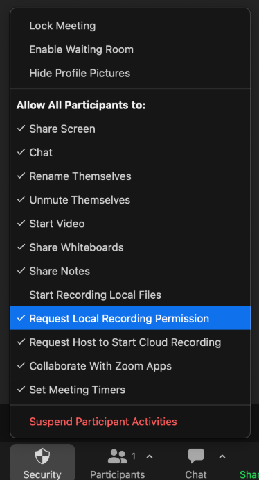 zoom security settings