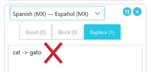 Spanish Cat -> Gato Bad Example