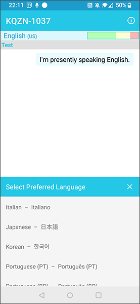 Choose your language in the mobile app