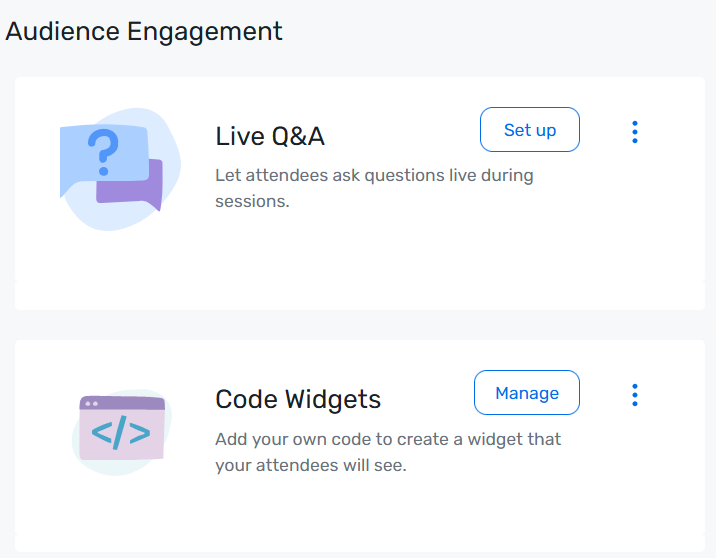 Cvent Audience Engagement and Code Widgets management