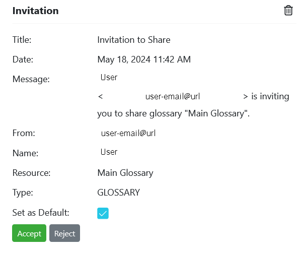 glossary share invite