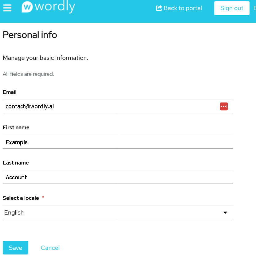 Manage Name and Email