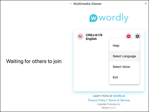 Wordly in Webex